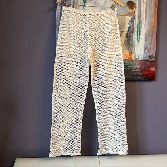 ZARA Sz M WOMAN Crocheted pants Knit Oyster WHITE Blogger Favorite 100% cotton💖 - Picture 3 of 13